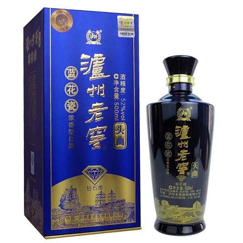 [정품]루저우라오자오. 두곡람화자,찬석판(泸州老窖. 头曲蓝花瓷,钻石版) 52%vol, 500ml