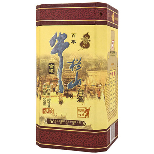 [정품]우란산. 이과두,진양금관장(牛栏山.二锅头,陈酿金罐装) 500ml, 52%Vol
