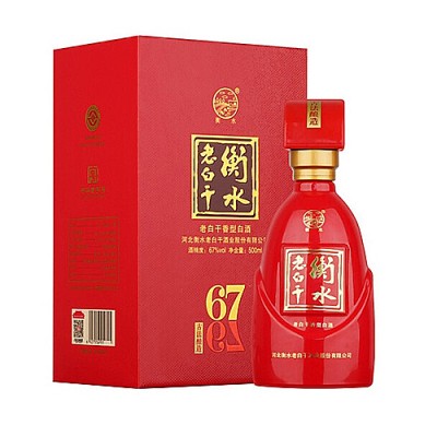 [정품]헝쉐이라오바이간(衡水老白干) 고법양조,중국홍(古法酿造,中国红) 500ml, 67%Vol