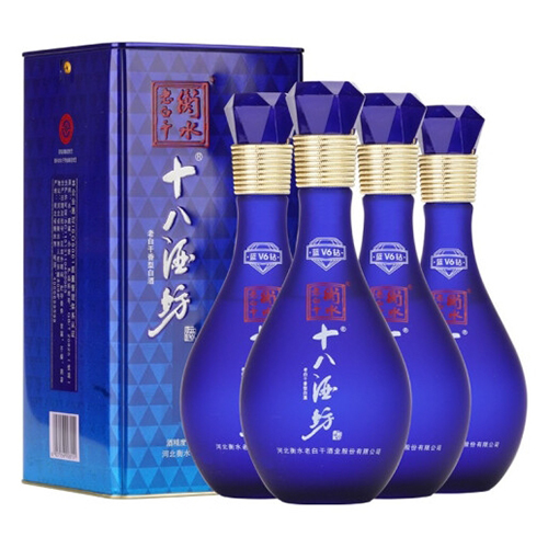 [정품]헝쉐이라오바이간. 18주방,람찬V6(衡水老白干. 十八酒坊,,蓝钻V6 ) 480ml, 40%vol.