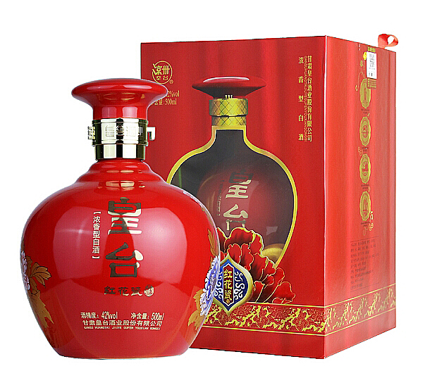 [정품]황타이주. 홍화자(皇台酒. 红花瓷) 500ml. 42%vol.