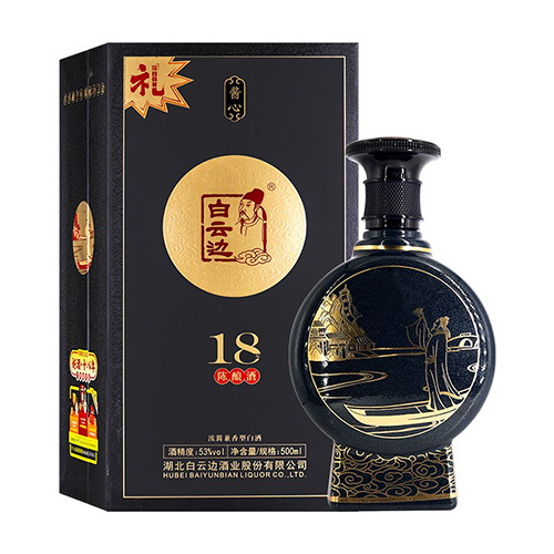 [정품]바이윈볜. 18년,장심진양(白云边.十八年 酱心陈酿) 500ml. 53%vol.