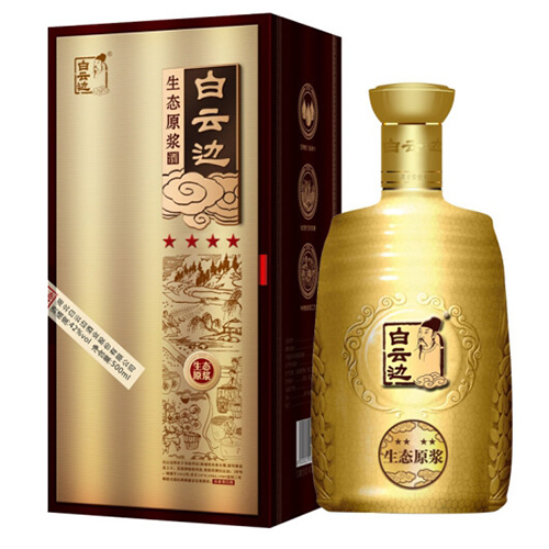 [정품]바이윈볜. 생태원장,금4성(白云边. 生态原浆,金四星) 500ml. 45%vol.