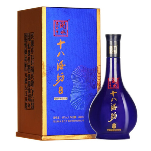 [정품]헝쉐이라오바이간. 18주방,순유8(衡水老白干. 十八酒坊,醇柔8) 480ml, 39%vol.