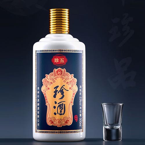 [정품]쩐주, 진5 람장판(珍酒. 珍五,蓝装版) 500ml, 53%Vol