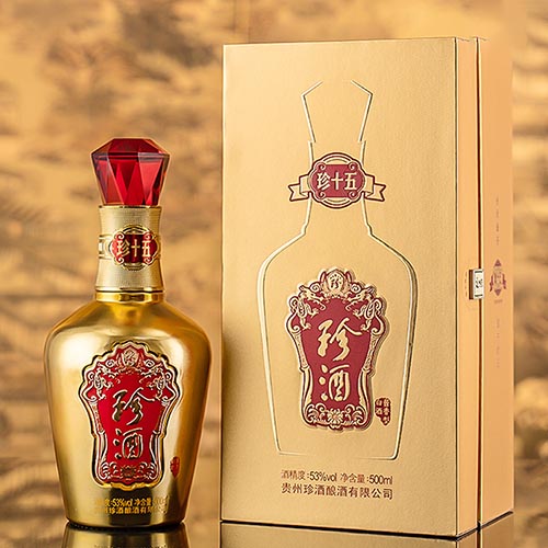 [정품]쩐주, 금색진15(珍酒. 金色珍十五) 500ml, 53%Vol