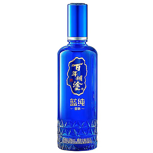 [정품]바이니엔후투. 람순금장(百年糊涂, 蓝纯金装) 500ml, 52%Vol