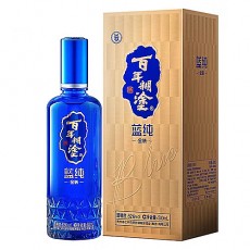 [정품]바이니엔후투. 람순금장(百年糊涂, 蓝纯金装) 500ml, 52%Vol