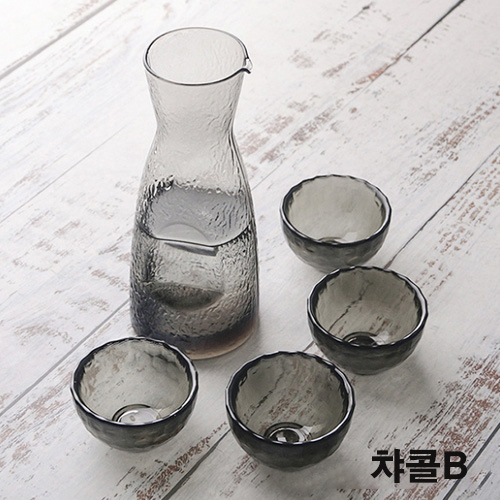(酒具) 바이주 술잔 세트 (크리스탈 1+4, 4종 디자인)