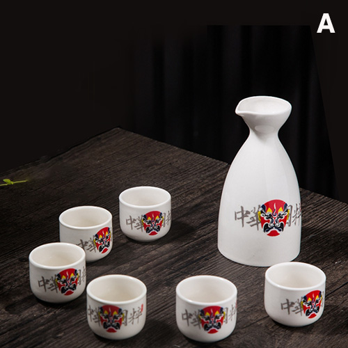 (酒具)바이주 술잔 세트 (도자기 1+6, 2종 디자인)