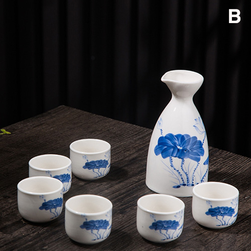 (酒具)바이주 술잔 세트 (도자기 1+6, 2종 디자인)