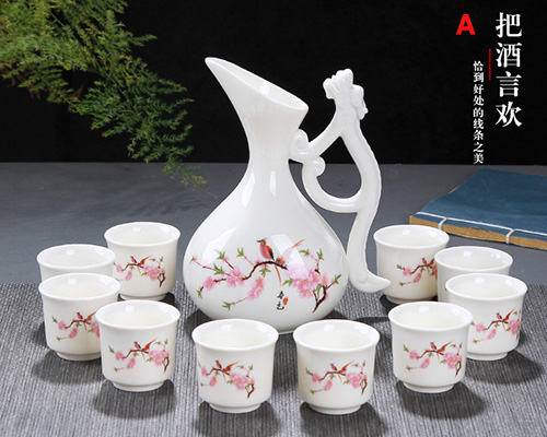 (酒具)바이주 술잔 세트 (도자기, 1+10, 6종디자인)