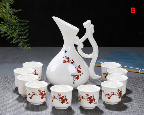 (酒具)바이주 술잔 세트 (도자기, 1+10, 6종디자인)