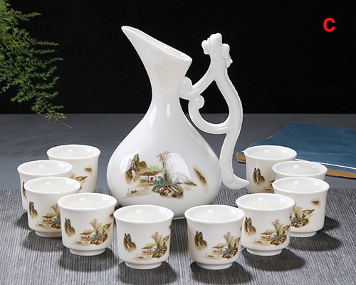 (酒具)바이주 술잔 세트 (도자기, 1+10, 6종디자인)