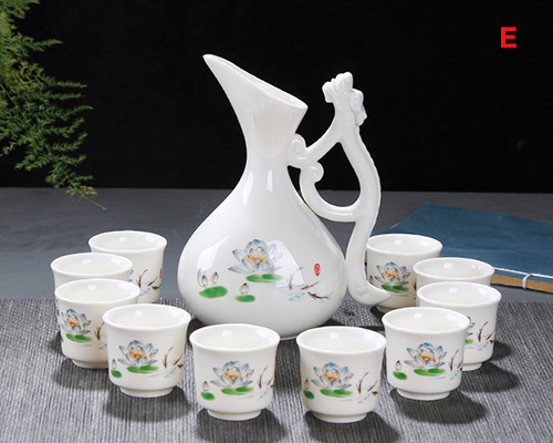 (酒具)바이주 술잔 세트 (도자기, 1+10, 6종디자인)