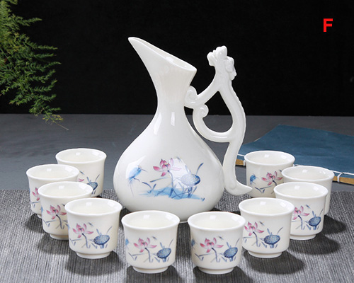 (酒具)바이주 술잔 세트 (도자기, 1+10, 6종디자인)