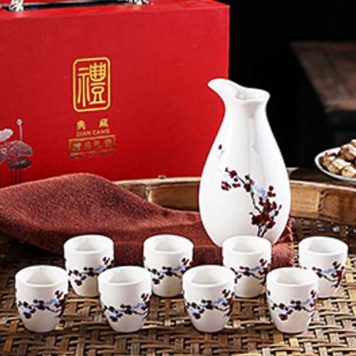 (酒具)바이주 술잔 세트 (도자기, 1+8, 9종 디자인)