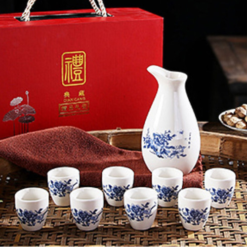 (酒具)바이주 술잔 세트 (도자기, 1+8, 9종 디자인)