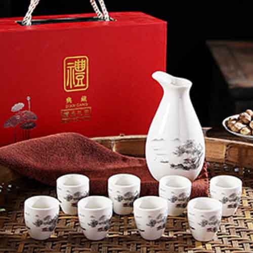 (酒具)바이주 술잔 세트 (도자기, 1+8, 9종 디자인)