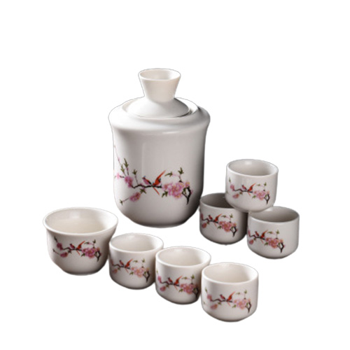 (酒具)바이주 술잔 세트 (온주용 도자기, 1+1+6, 8종 디자인)