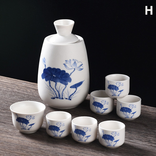 (酒具)바이주 술잔 세트 (온주용 도자기, 1+1+6, 8종 디자인)