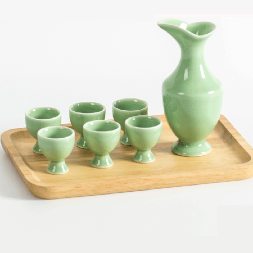 (酒具)바이주 술잔 세트 (도자기, 1+6, 2종 색상)