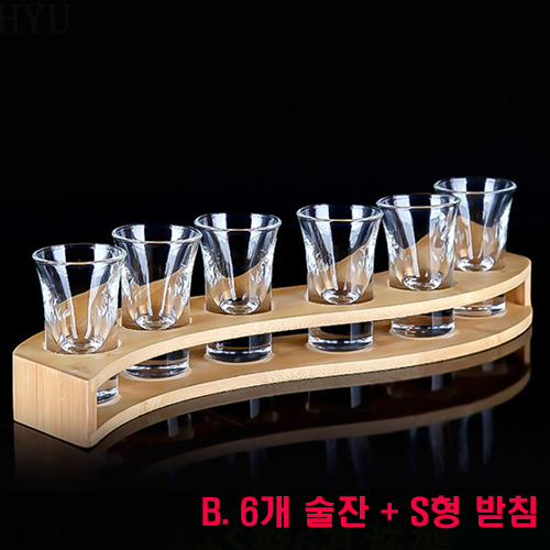 (酒具)바이주 술잔 세트 (크리스탈+대나무, 6종 디자인)