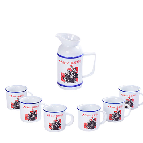 (酒具)바이주 술잔 세트 (도자기, 1+6set, 혁명유산)