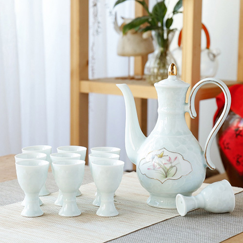 (酒具)바이주 술잔 세트 (도자기, 1+10set, 2종 디자인)