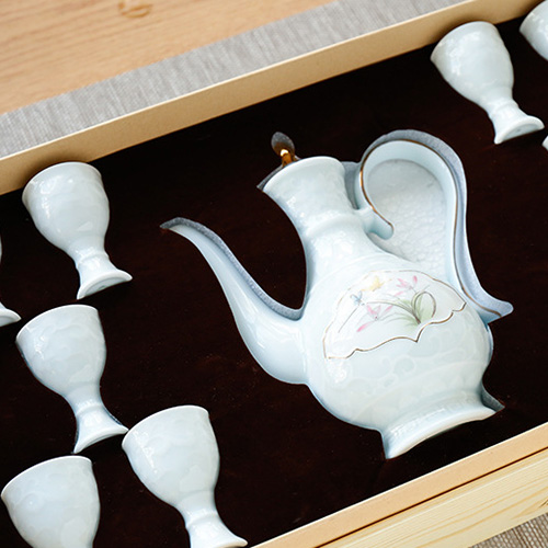 (酒具)바이주 술잔 세트 (도자기, 1+10set, 2종 디자인)