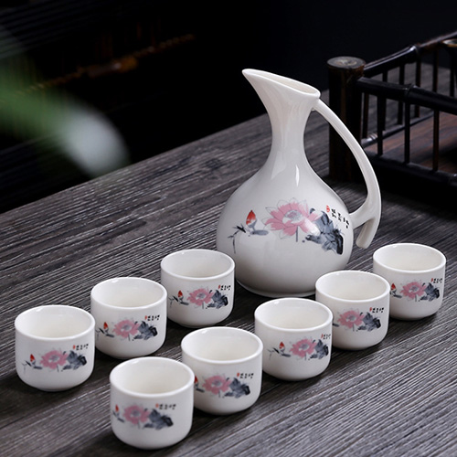 (酒具)바이주 술잔 세트 (도자기, 1+8set, 7종 디자인)