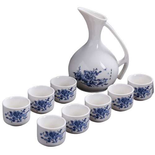 (酒具)바이주 술잔 세트 (도자기, 1+8set, 7종 디자인)