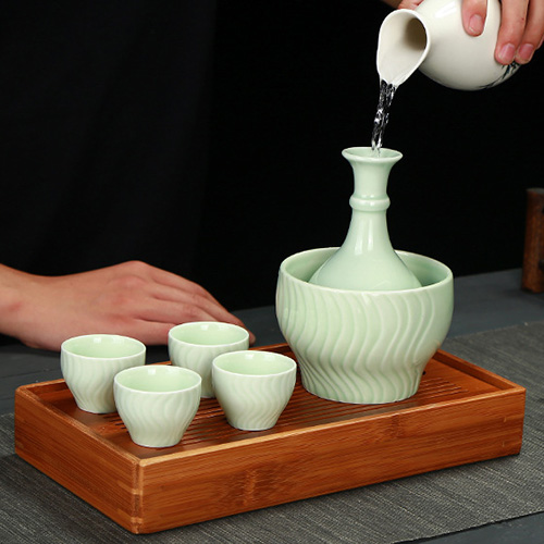 (酒具)바이주 술잔 세트 (온주용 도자기, 1+4set)