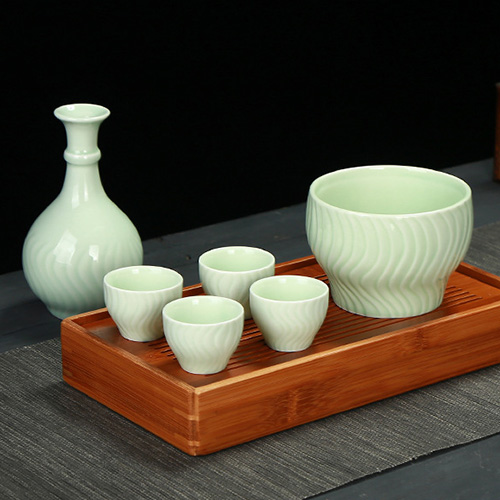 (酒具)바이주 술잔 세트 (온주용 도자기, 1+4set)