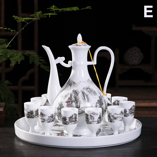(酒具)바이주 술잔 세트 (도자기, 1+10set, 5종 디자인)