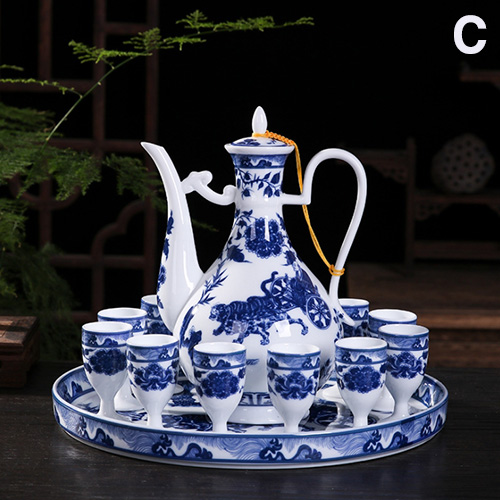 (酒具)바이주 술잔 세트 (도자기, 1+10set, 5종 디자인)