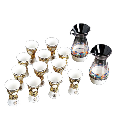 (酒具)바이주 술잔 세트 (도자기, 1+6set, 4종 디자인)
