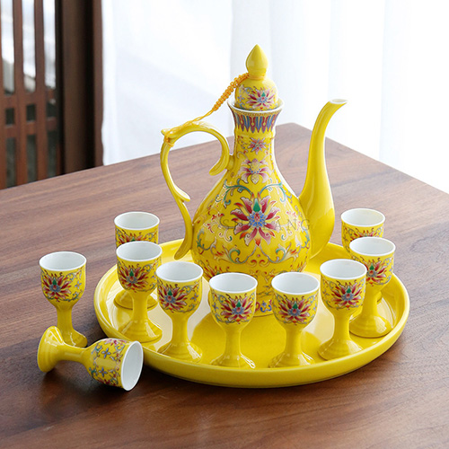 (酒具)바이주 술잔 세트 (도자기, 1+10set, 5종 디자인)