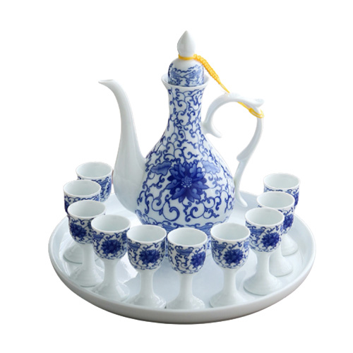 (酒具)바이주 술잔 세트 (도자기, 1+10set, 5종 디자인)
