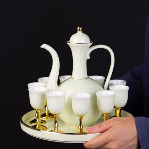 (酒具)바이주 술잔 세트 (도자기, 1+10set, 2종 디자인)