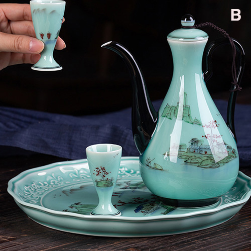 (酒具)바이주 술잔 세트 (도자기, 1+10set, 2종 디자인)