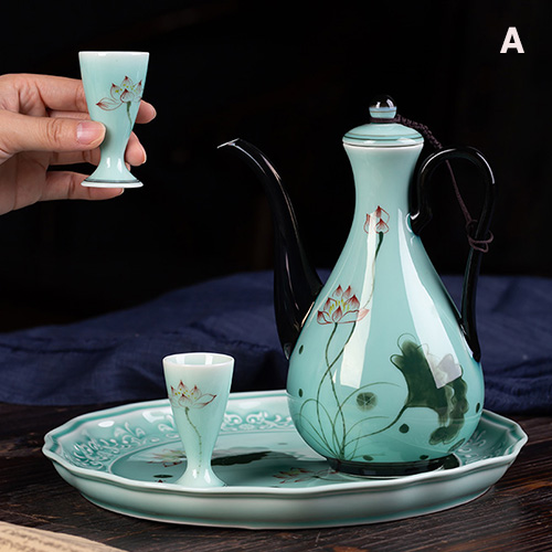 (酒具)바이주 술잔 세트 (도자기, 1+10set, 2종 디자인)