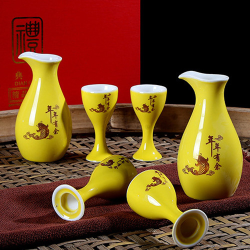 (酒具)바이주 술잔 세트 (도자기, 2+4set, 5종 디자인)