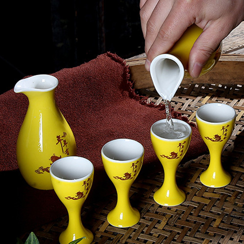 (酒具)바이주 술잔 세트 (도자기, 2+4set, 5종 디자인)