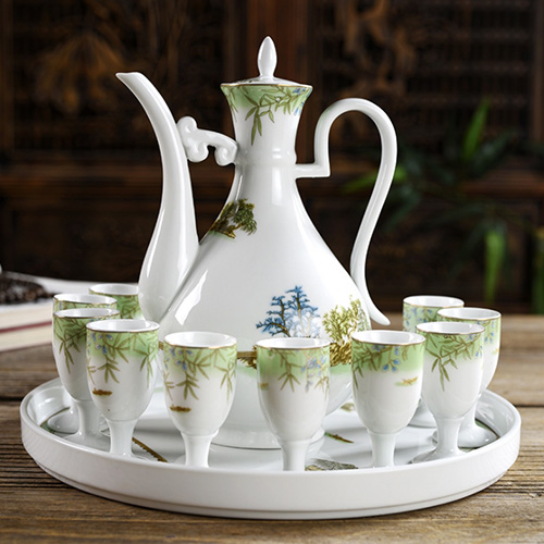 (酒具)바이주 술잔 세트 (도자기, 1+10set, 7종 디자인)