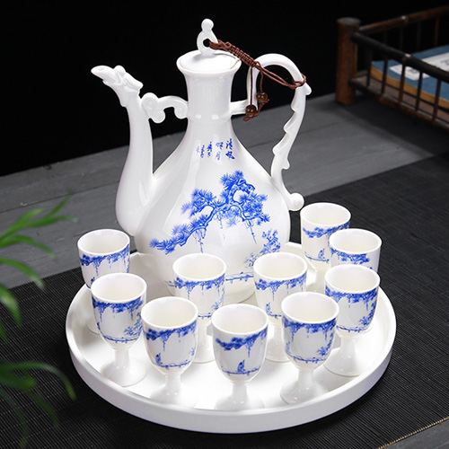 (酒具)바이주 술잔 세트 (도자기, 1+10set, 7종 디자인)