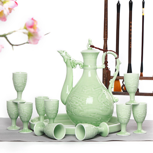(酒具)바이주 술잔 세트 (도자기, 1+10set, 7종 디자인)
